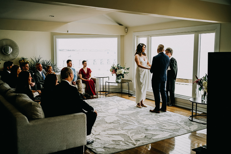 living room wedding ceremony from NJ wedding photographer