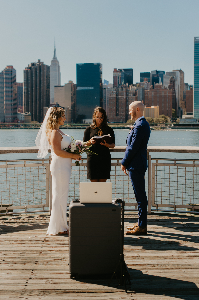 Long Island City Elopement with Zoom Ceremony