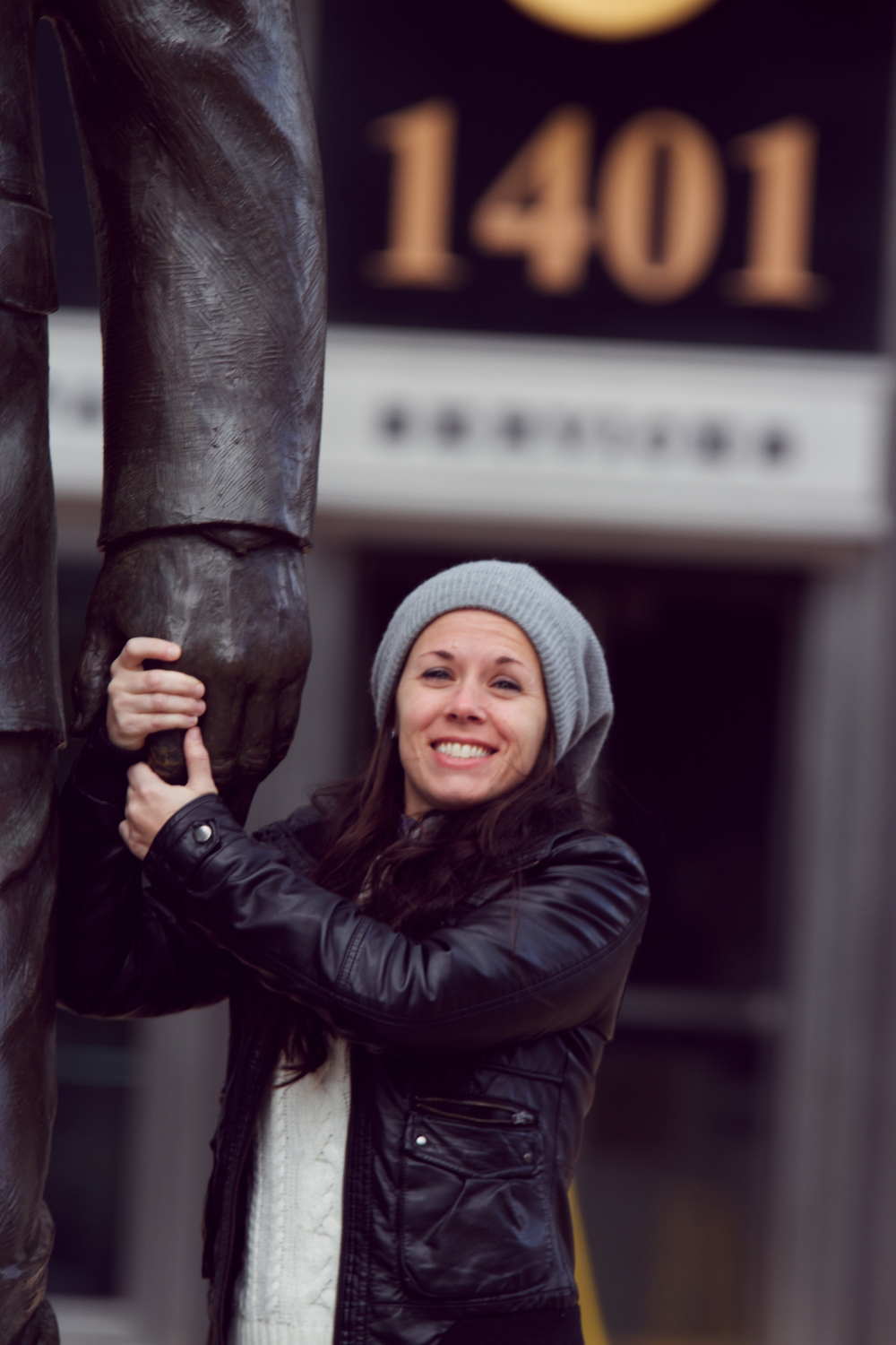  Heather posing with a statue of Frank Rizzo, one of Philadelphia's most corrupt mayors 