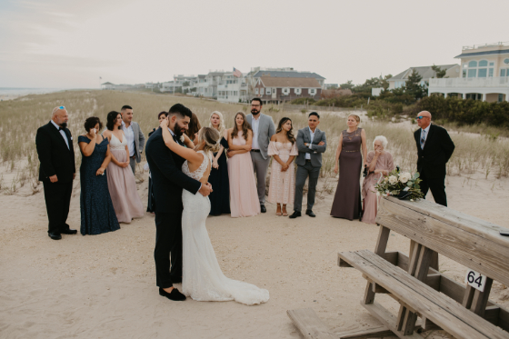 first dance with bride and groom at Long Beach Island wedding