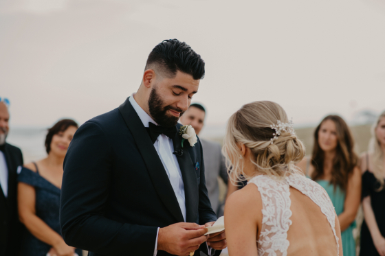 groom reads personal vows on LBI